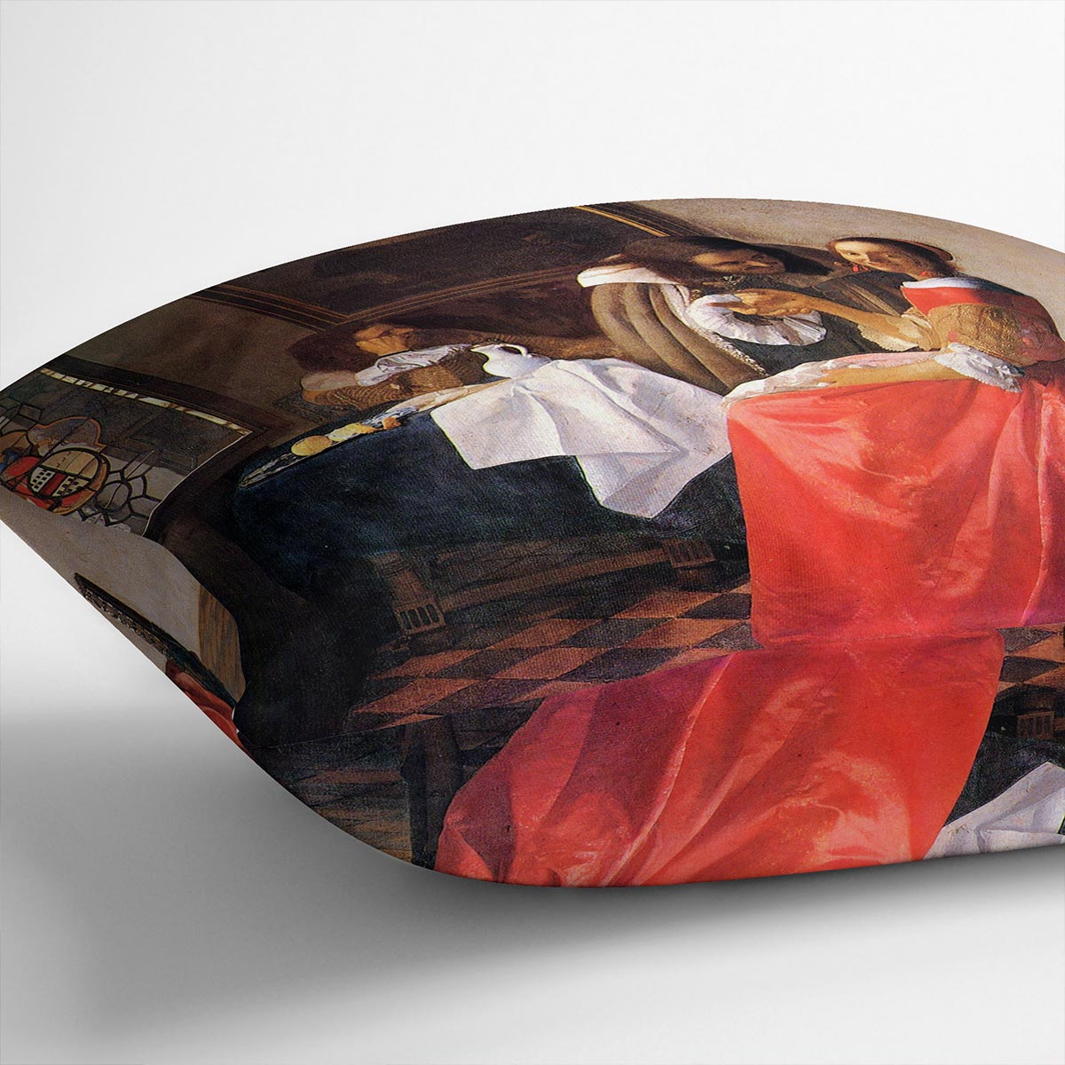 Girl with a wine glass by Vermeer Cushion