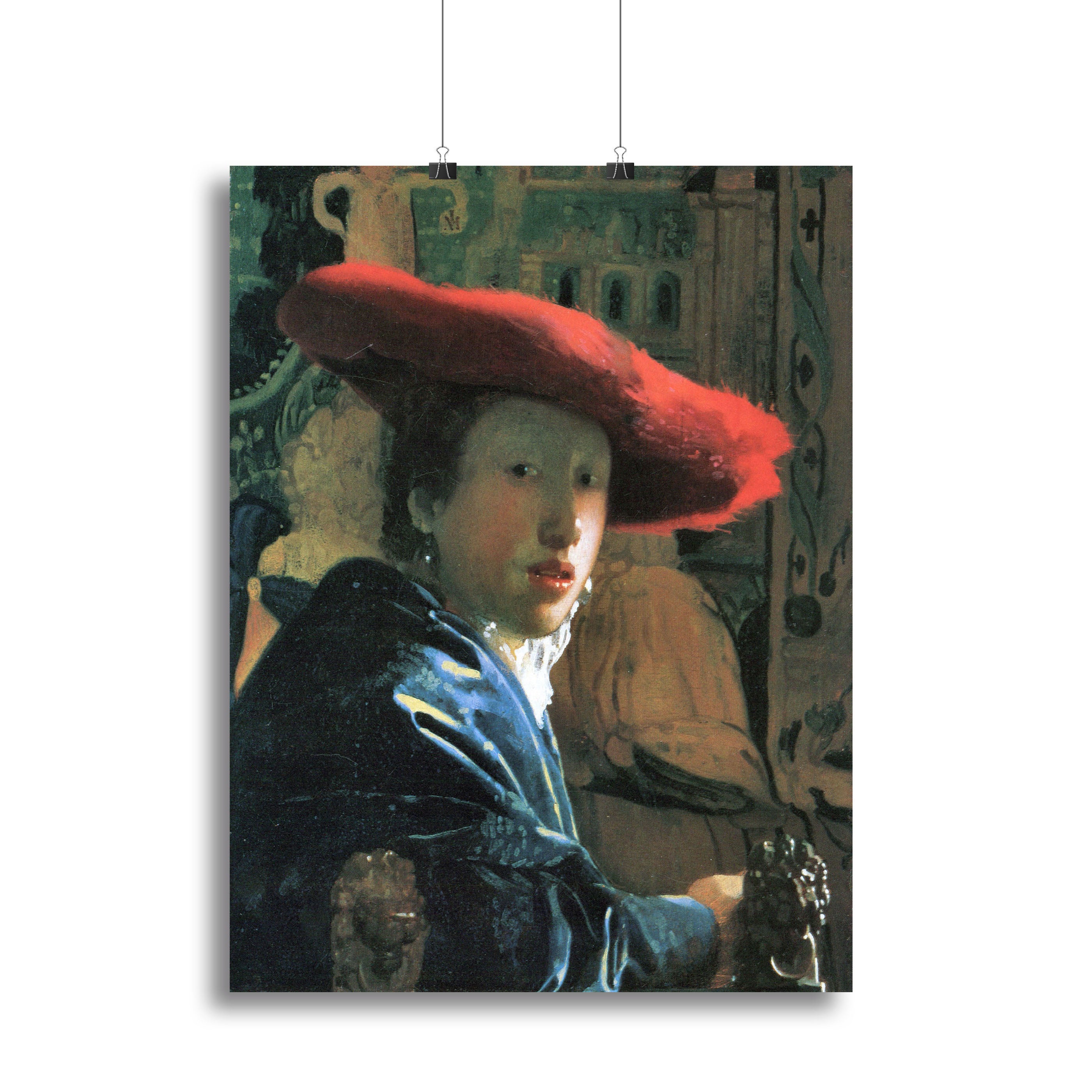 Girl with red hat by Vermeer Canvas Print or Poster - Canvas Art Rocks - 2