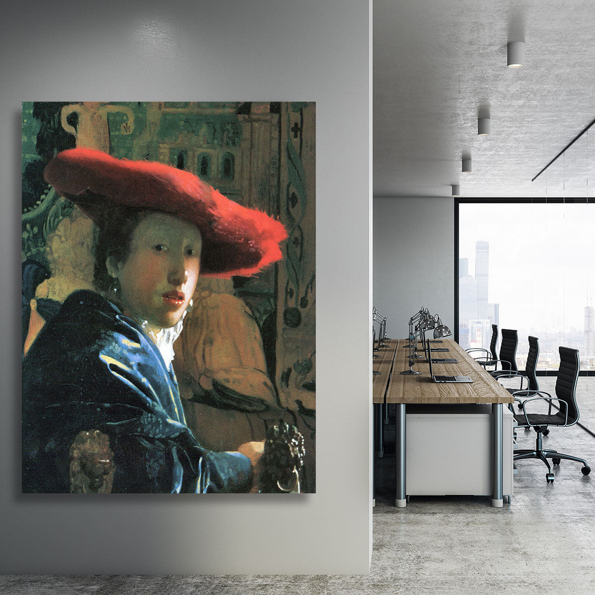 Girl with red hat by Vermeer Canvas Print or Poster - Canvas Art Rocks - 3
