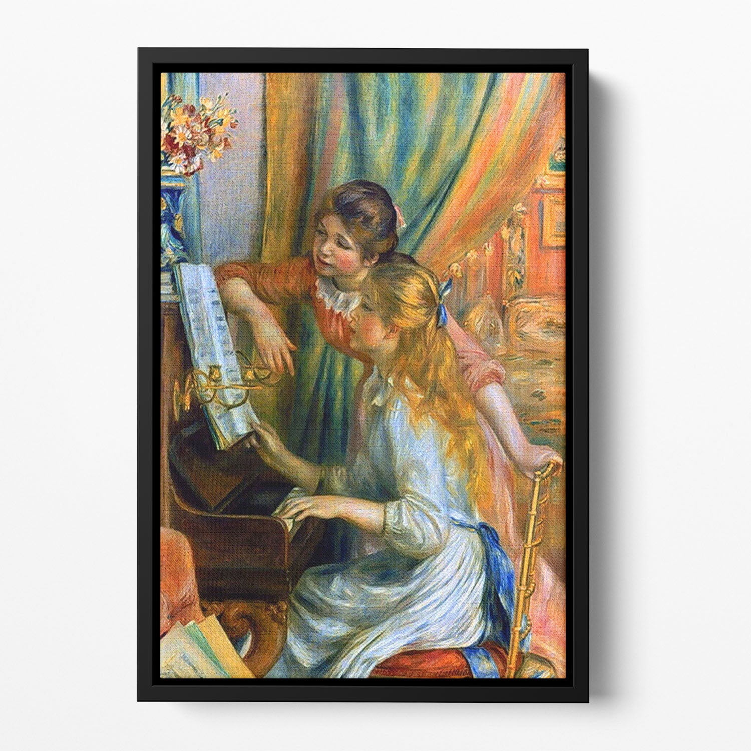 Girls at the Piano by Renoir Floating Framed Canvas