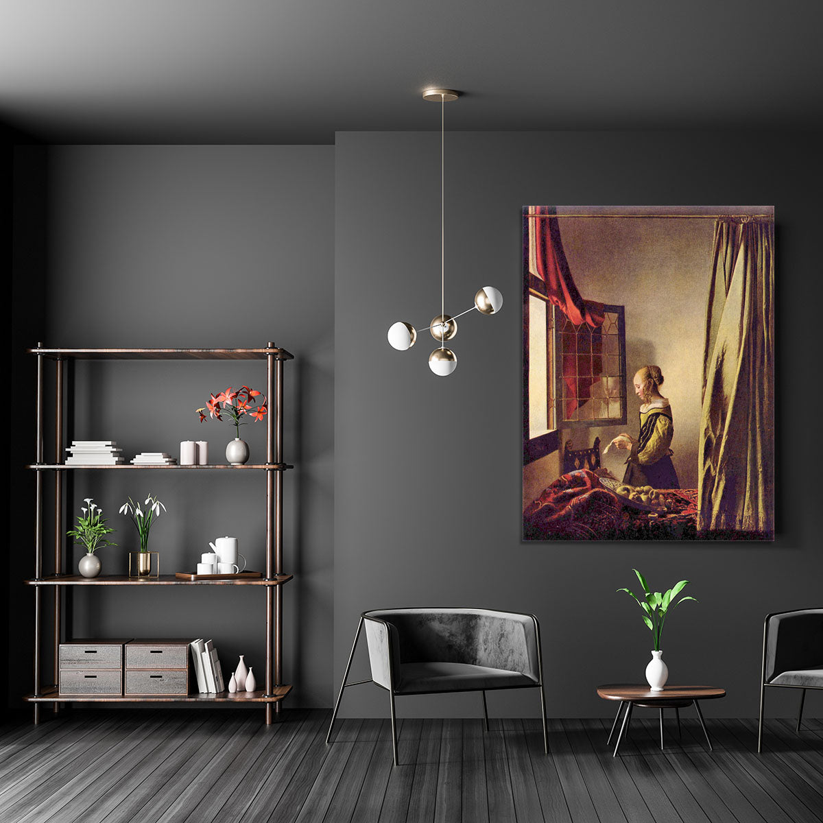 Girls at the open window by Vermeer Canvas Print or Poster - Canvas Art Rocks - 5