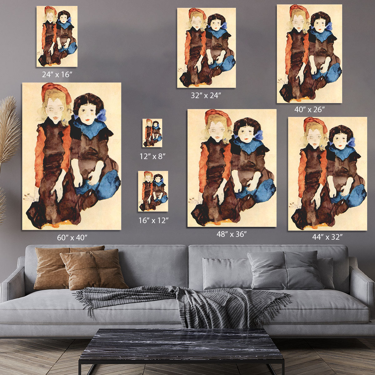 Girls by Egon Schiele Canvas Print or Poster - Canvas Art Rocks - 7