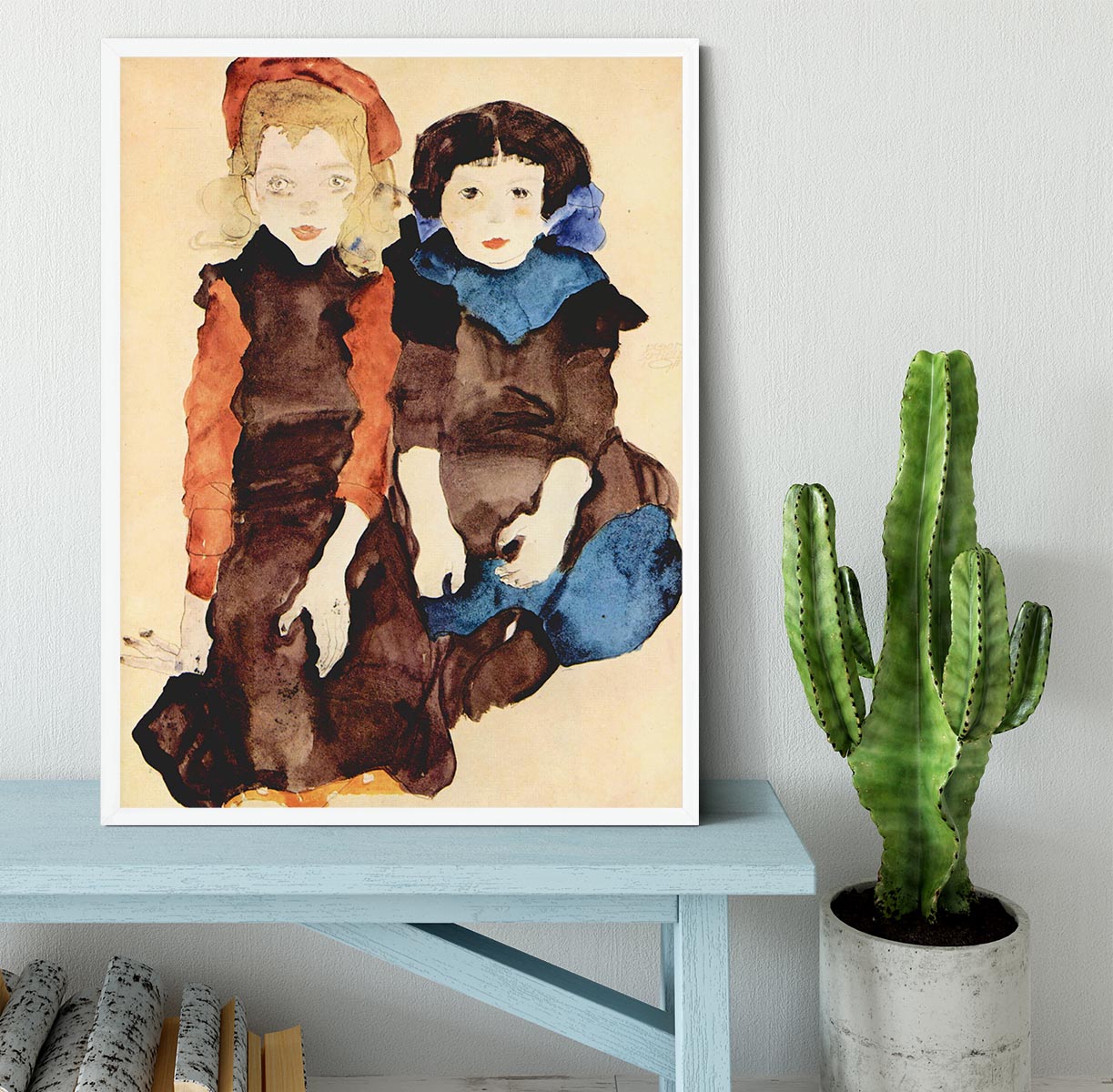 Girls by Egon Schiele Framed Print - Canvas Art Rocks -6