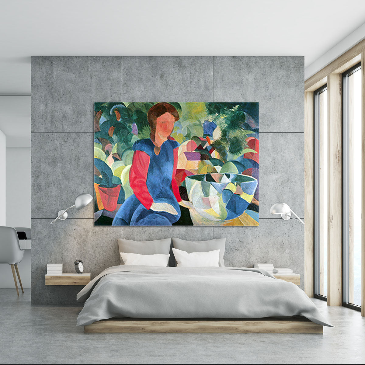 Girls with fish bell by Macke Canvas Print or Poster - Canvas Art Rocks - 5