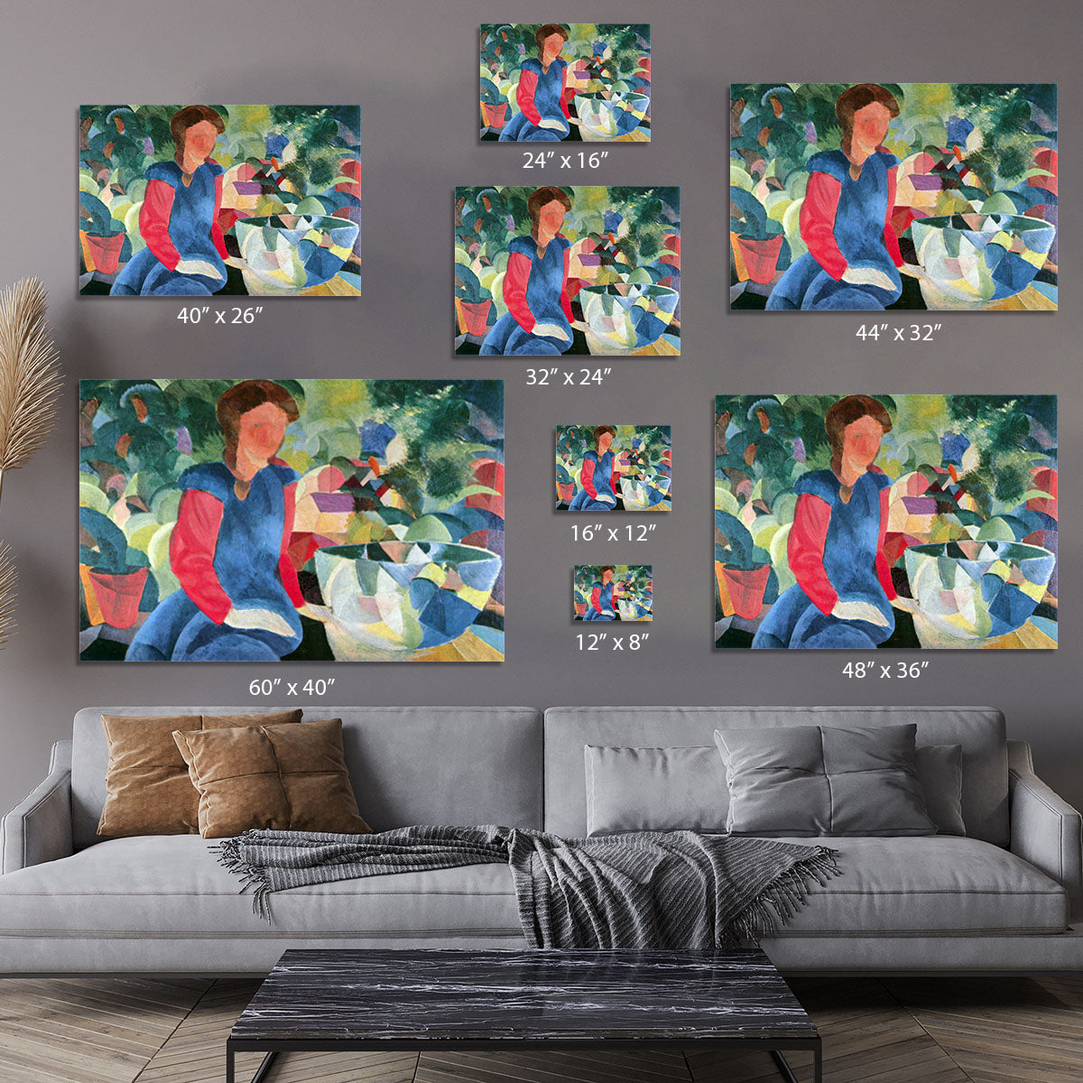 Girls with fish bell by Macke Canvas Print or Poster - Canvas Art Rocks - 7