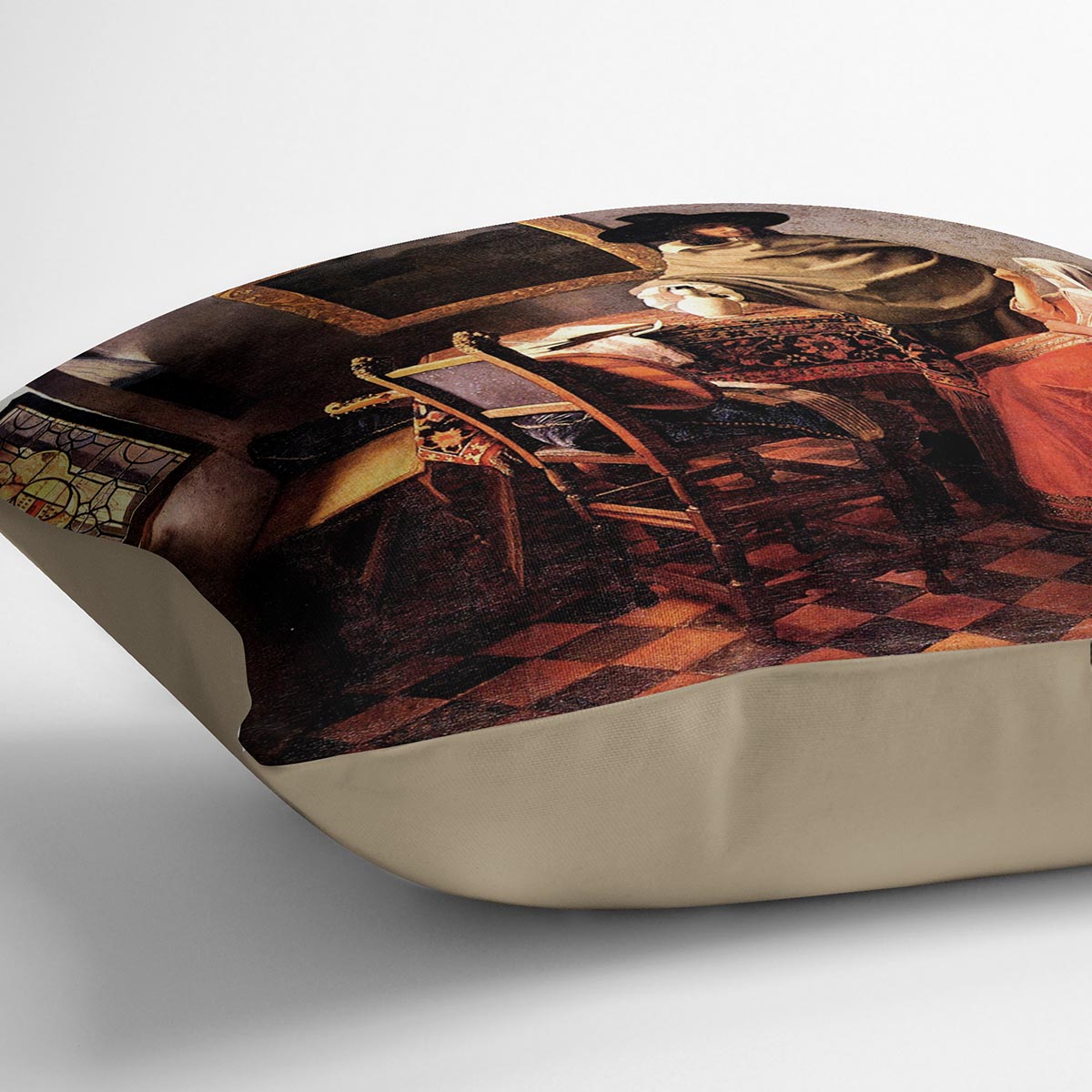 Glass of wine by Vermeer Cushion