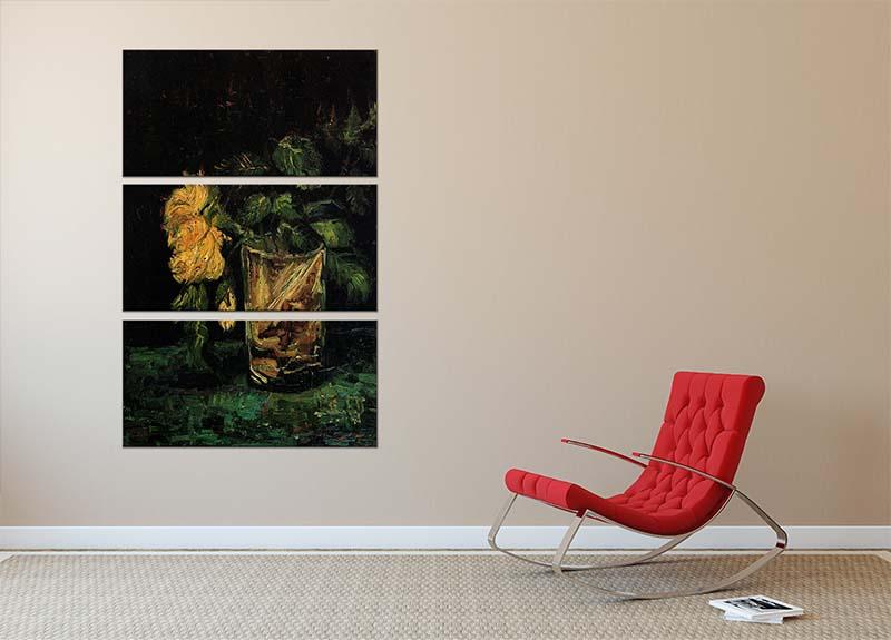 Glass with Roses by Van Gogh 3 Split Panel Canvas Print - Canvas Art Rocks - 2