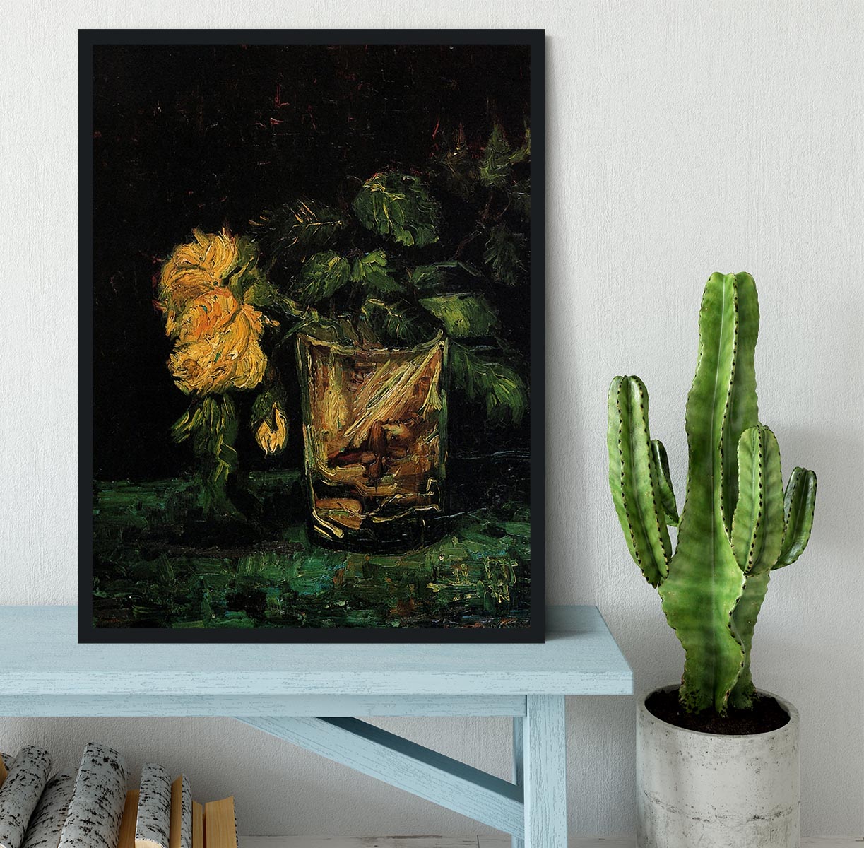 Glass with Roses by Van Gogh Framed Print - Canvas Art Rocks - 2