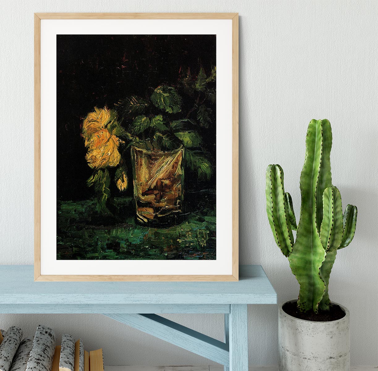 Glass with Roses by Van Gogh Framed Print - Canvas Art Rocks - 3