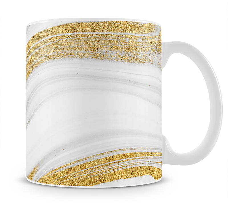 Gold White and Grey Marble Waves Mug - Canvas Art Rocks - 1