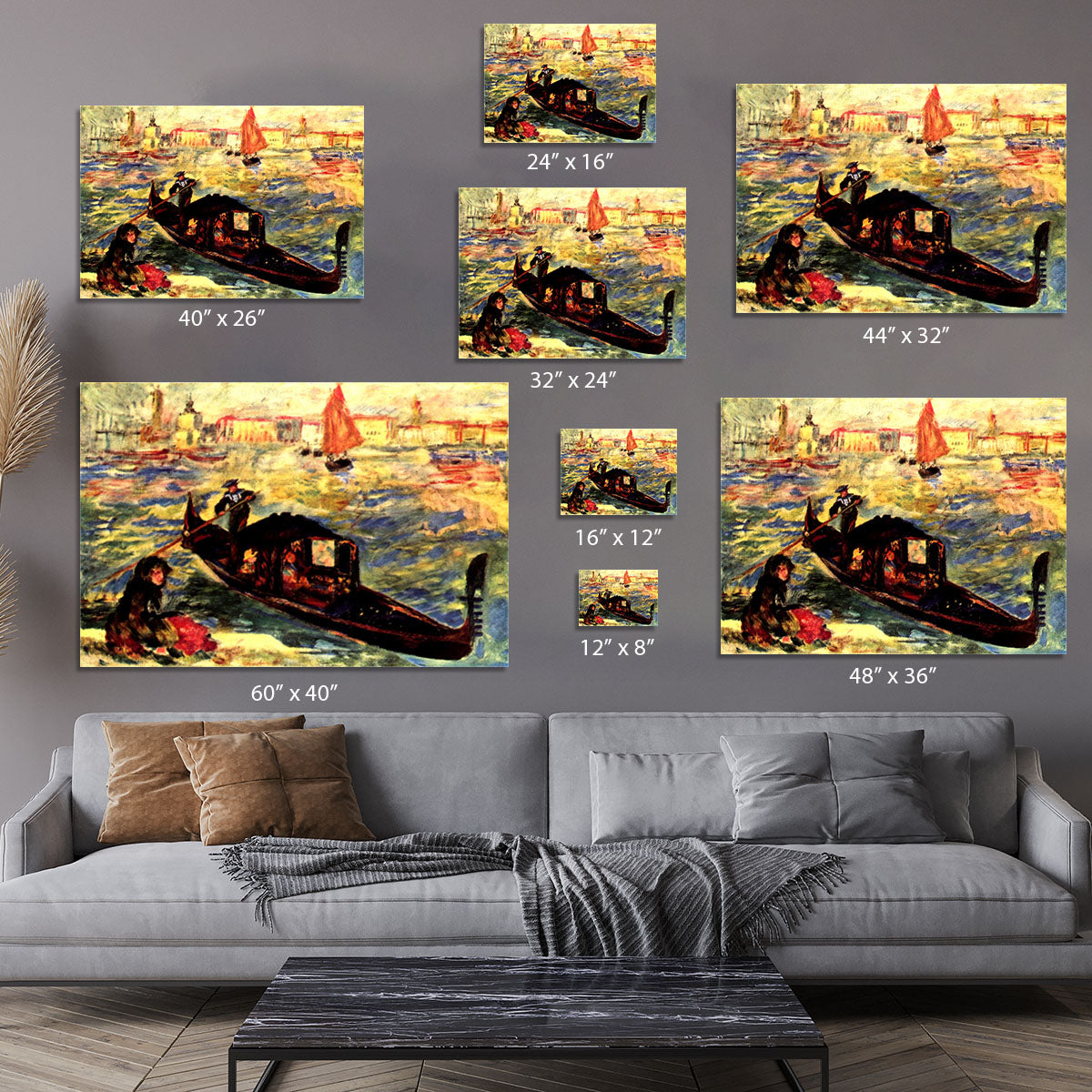 Gondola on the Canale Grande by Renoir Canvas Print or Poster - Canvas Art Rocks - 7