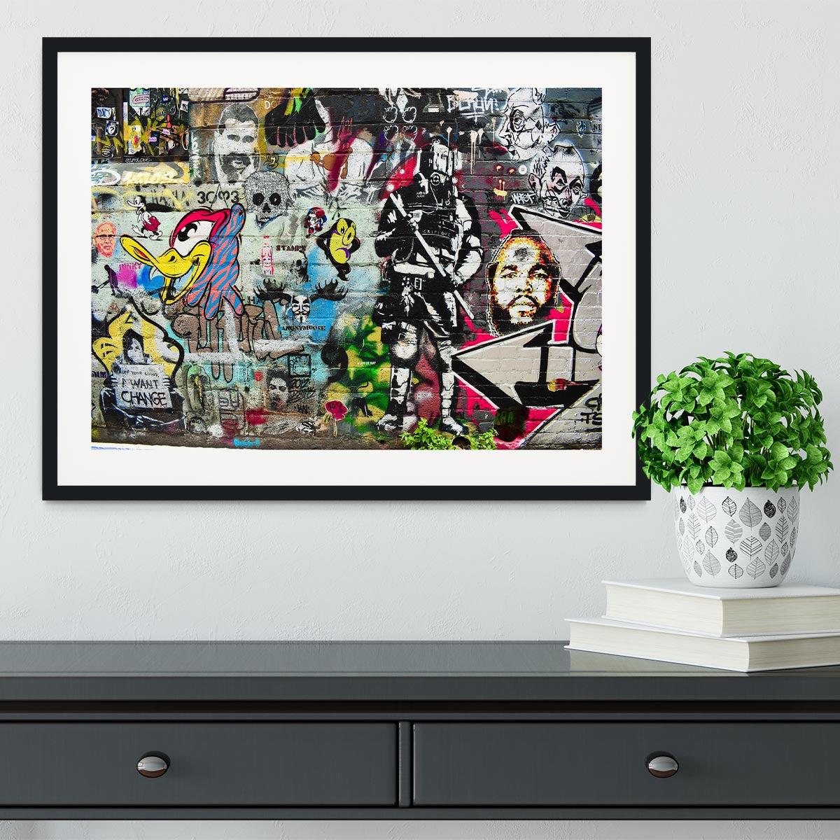 Graffiti Wall Abstract Framed Print - Canvas Art Rocks - 1