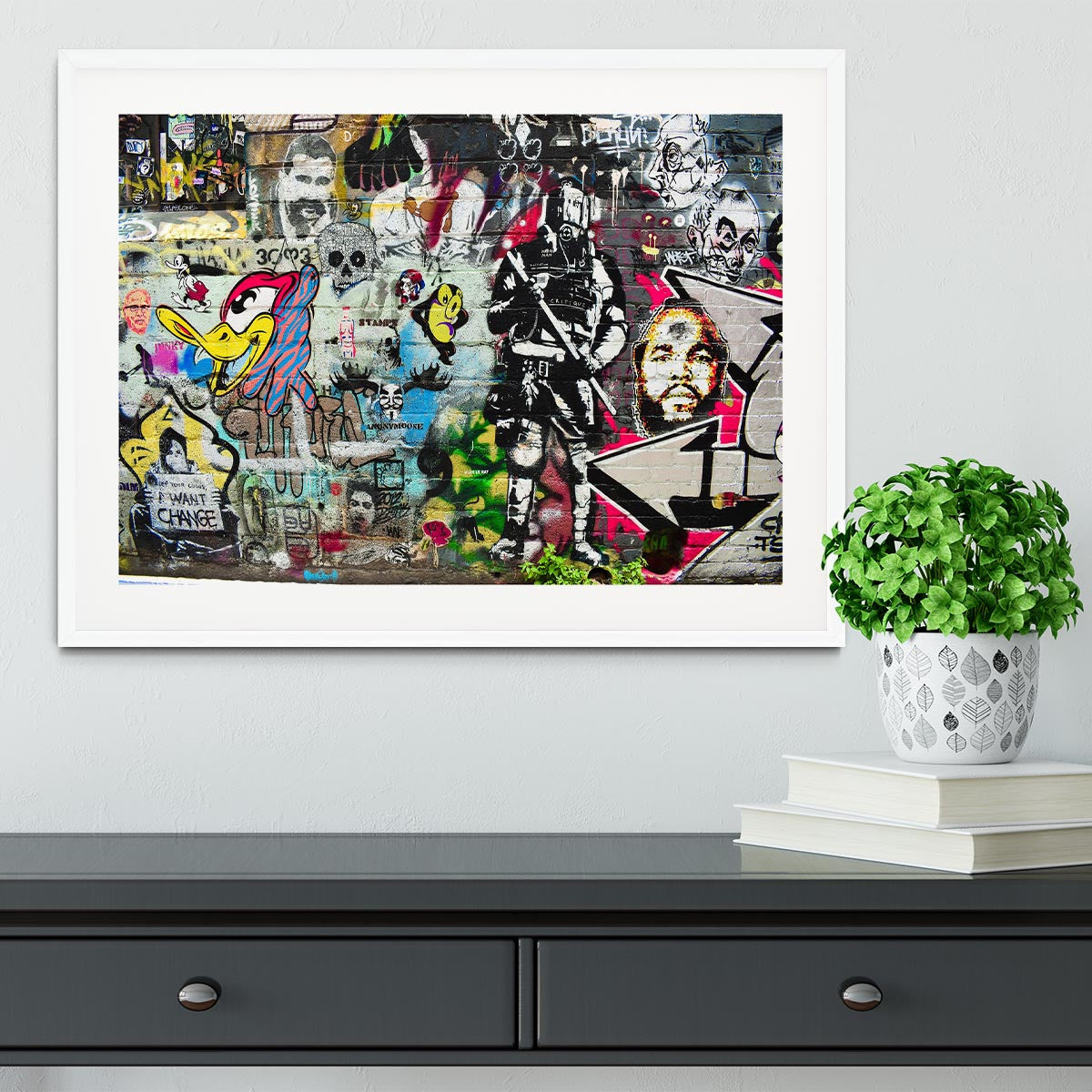 Graffiti Wall Abstract Framed Print - Canvas Art Rocks - 5