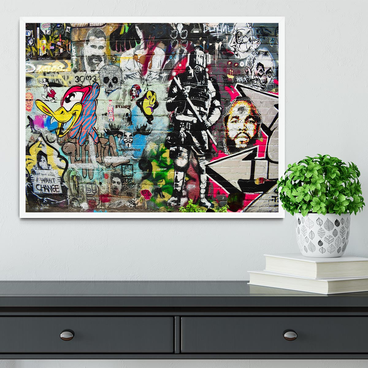 Graffiti Wall Abstract Framed Print - Canvas Art Rocks -6