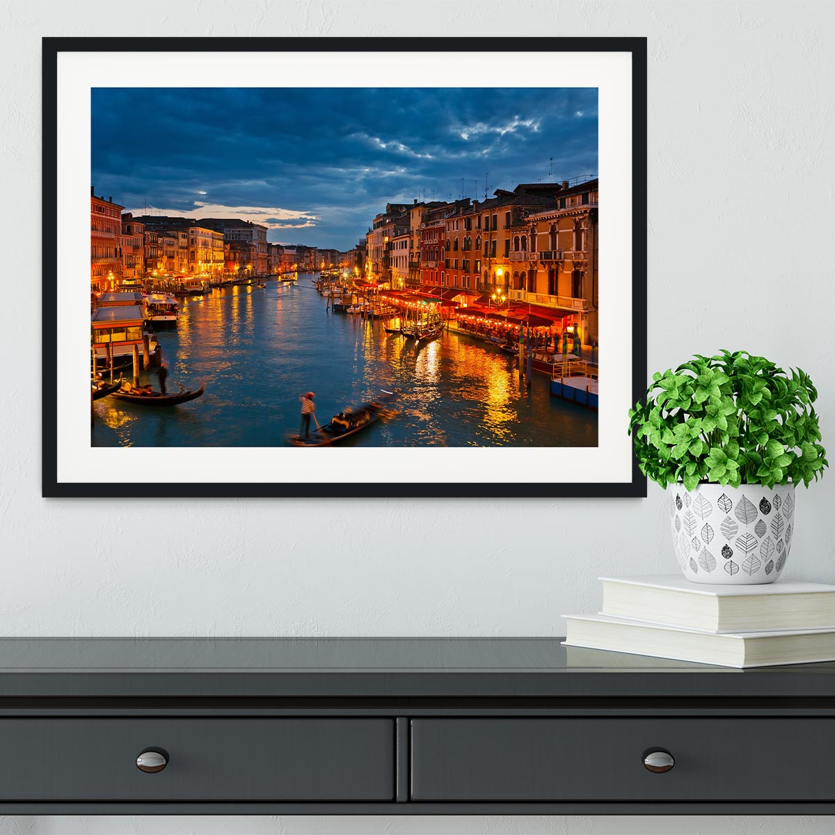 Grand Canal Venice at night Framed Print - Canvas Art Rocks - 1