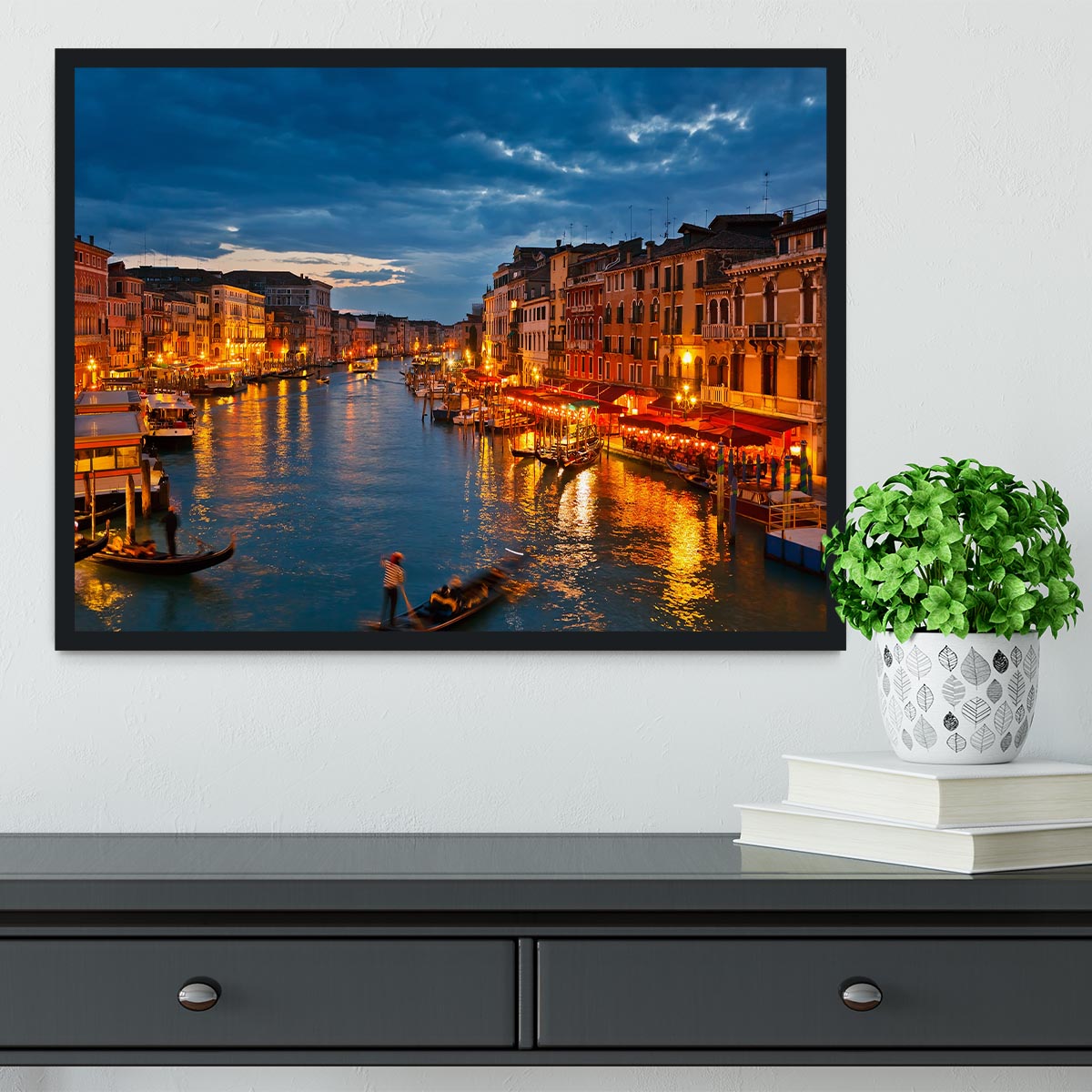 Grand Canal Venice at night Framed Print - Canvas Art Rocks - 2