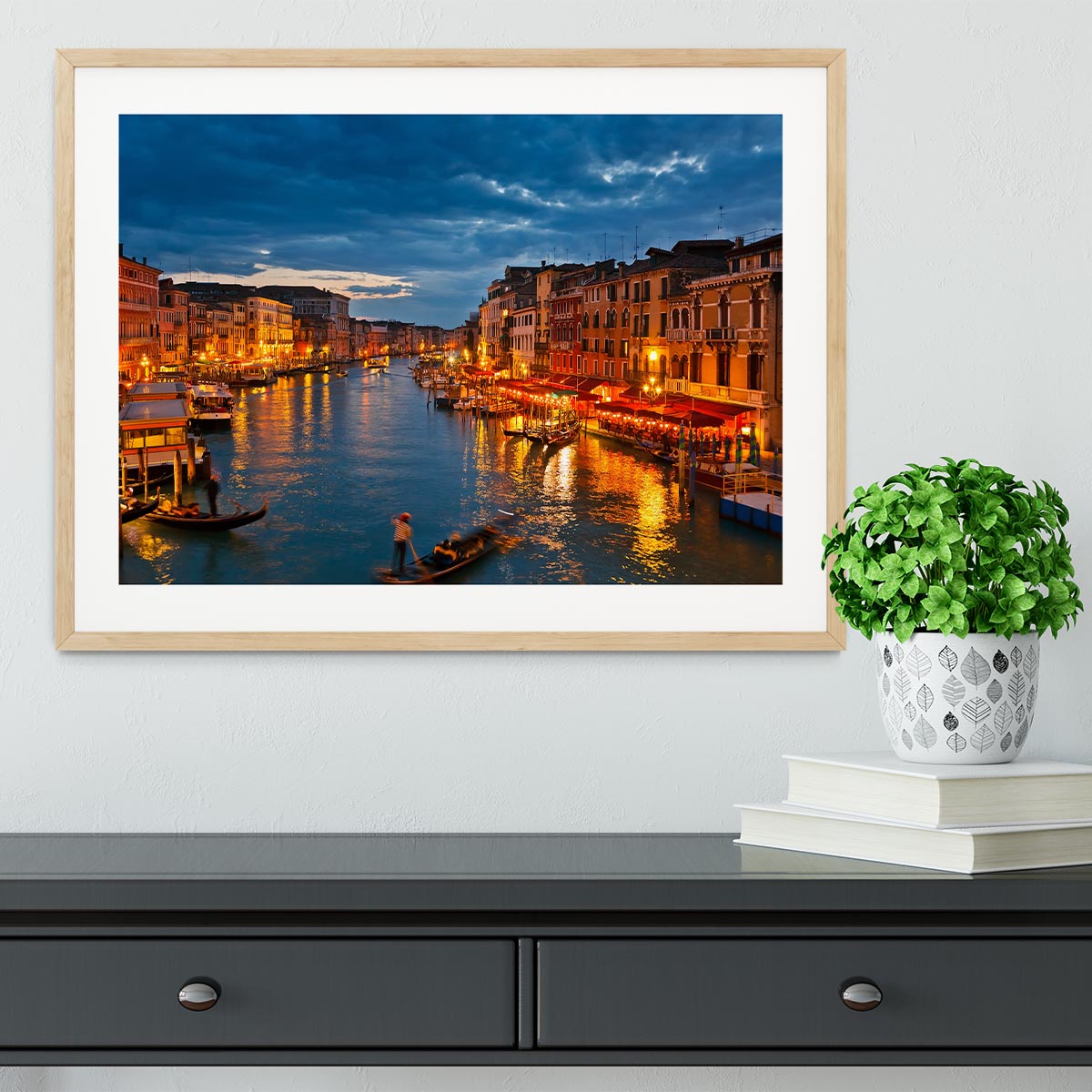 Grand Canal Venice at night Framed Print - Canvas Art Rocks - 3