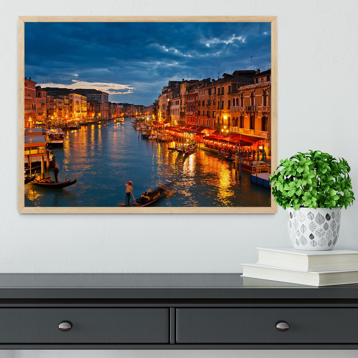 Grand Canal Venice at night Framed Print - Canvas Art Rocks - 4