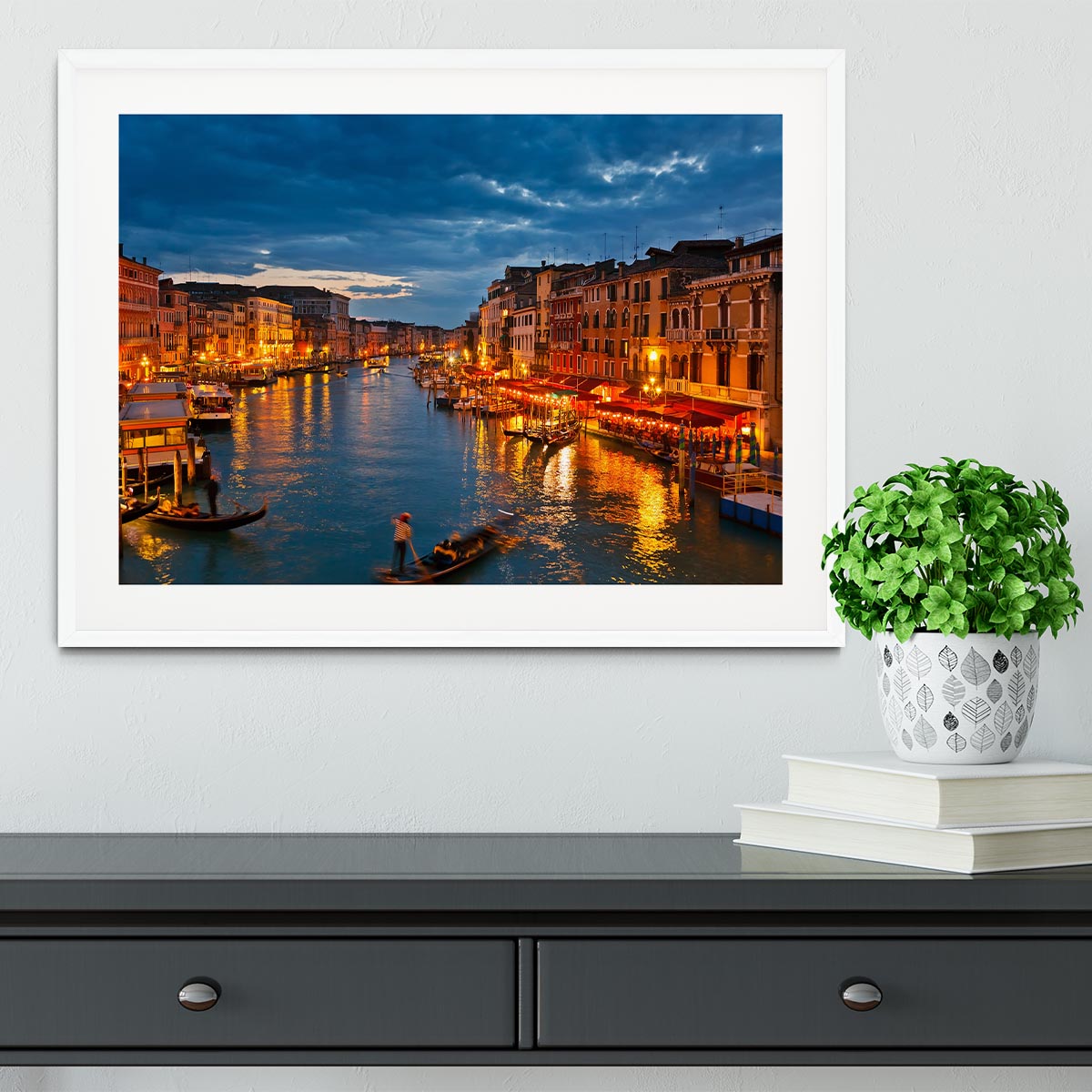 Grand Canal Venice at night Framed Print - Canvas Art Rocks - 5