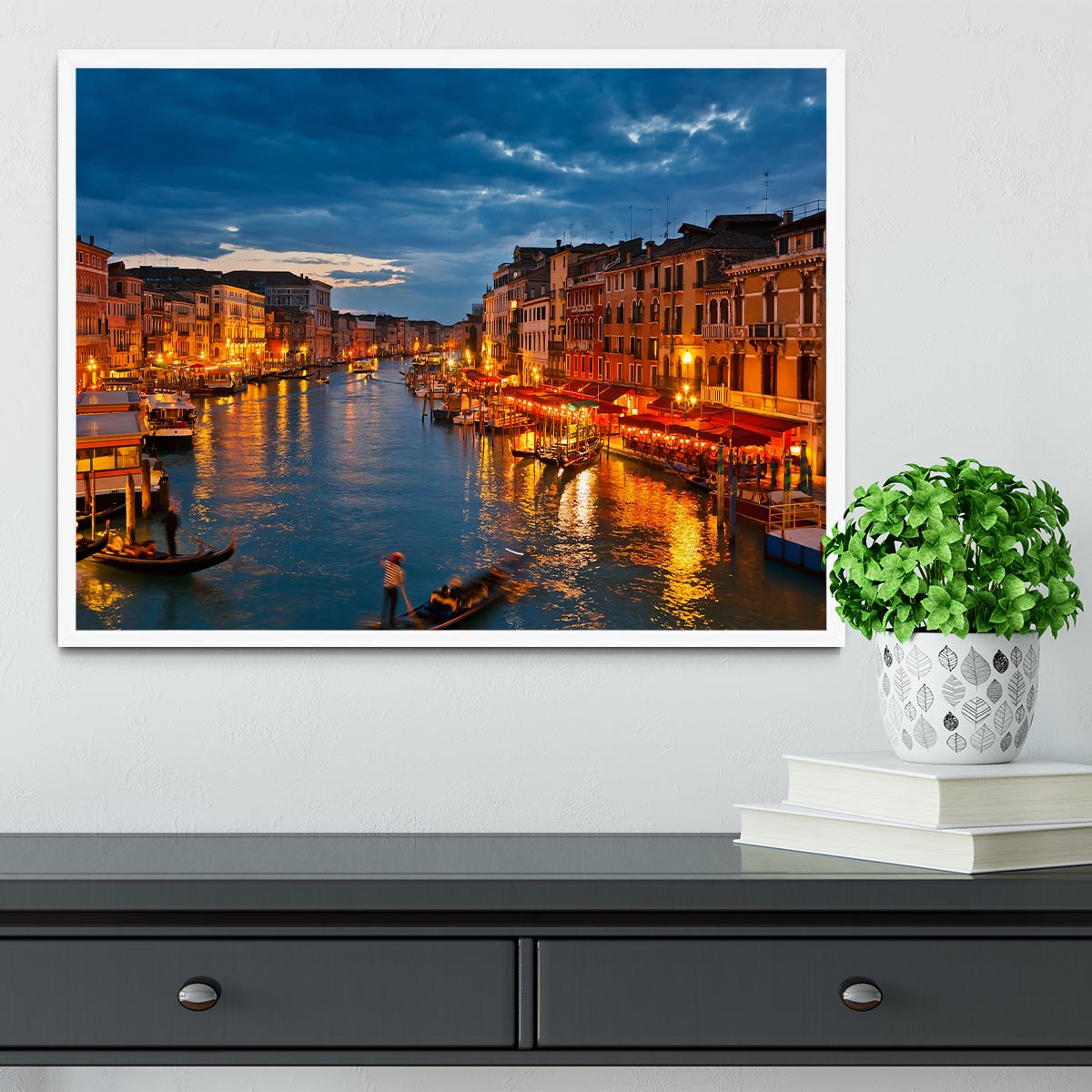 Grand Canal Venice at night Framed Print - Canvas Art Rocks -6