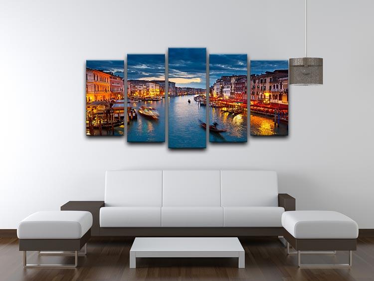 Grand Canal at night Venice 5 Split Panel Canvas  - Canvas Art Rocks - 3