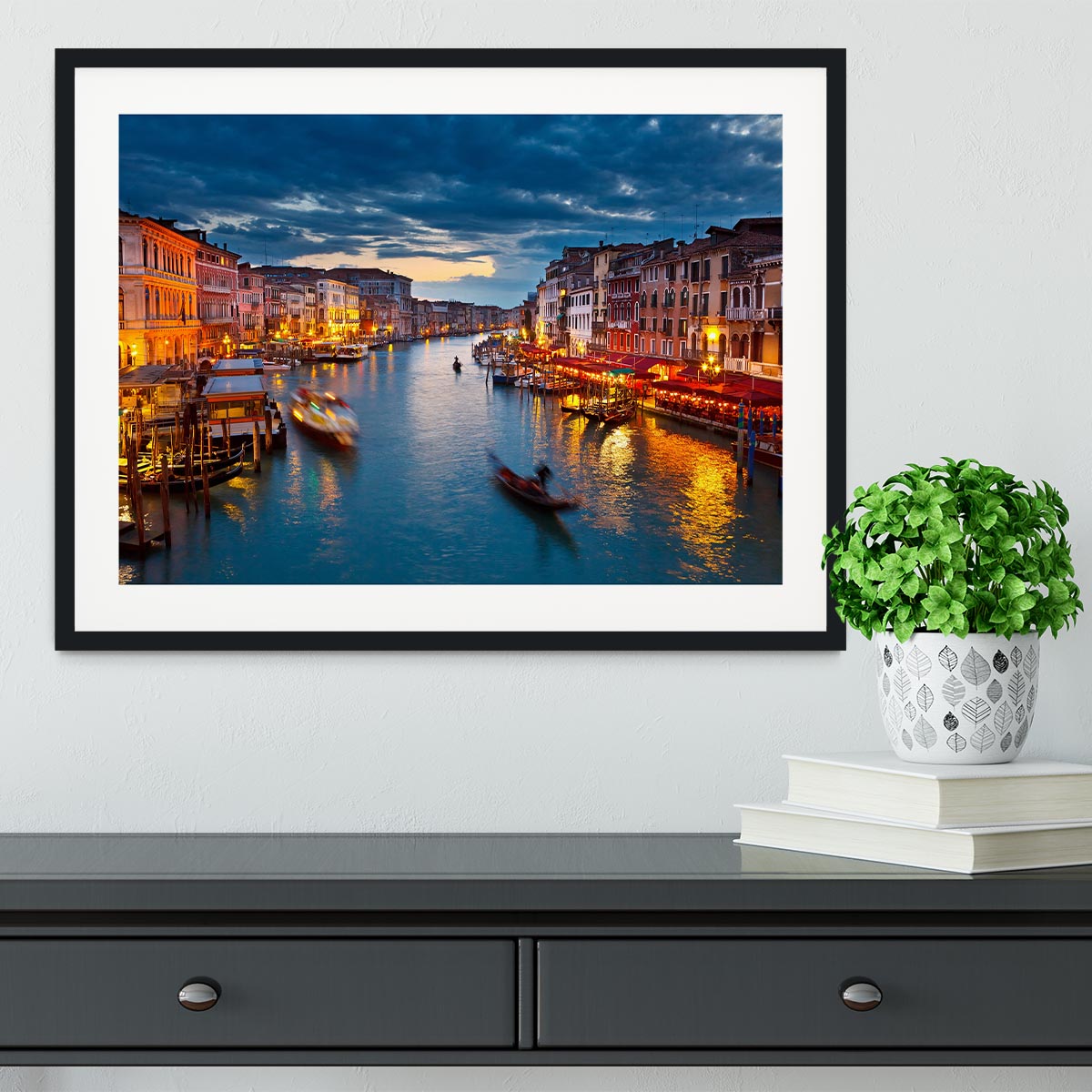 Grand Canal at night Venice Framed Print - Canvas Art Rocks - 1