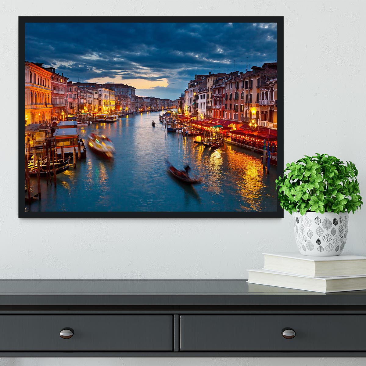 Grand Canal at night Venice Framed Print - Canvas Art Rocks - 2