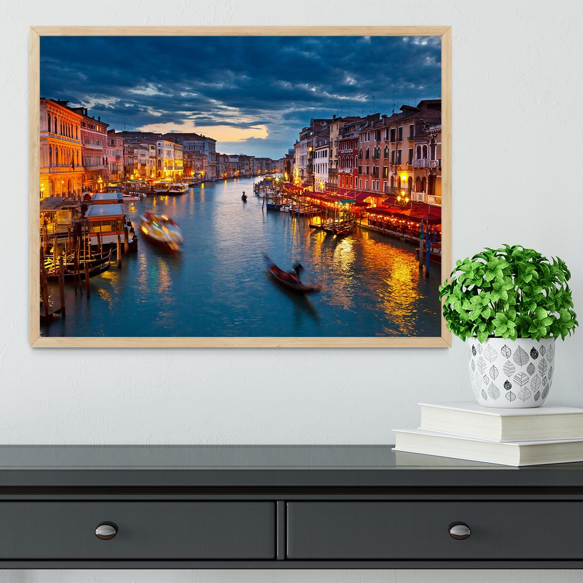 Grand Canal at night Venice Framed Print - Canvas Art Rocks - 4