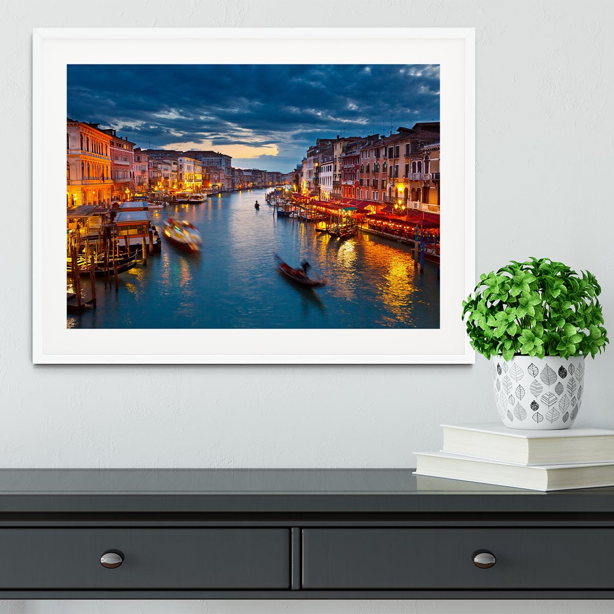 Grand Canal at night Venice Framed Print - Canvas Art Rocks - 5