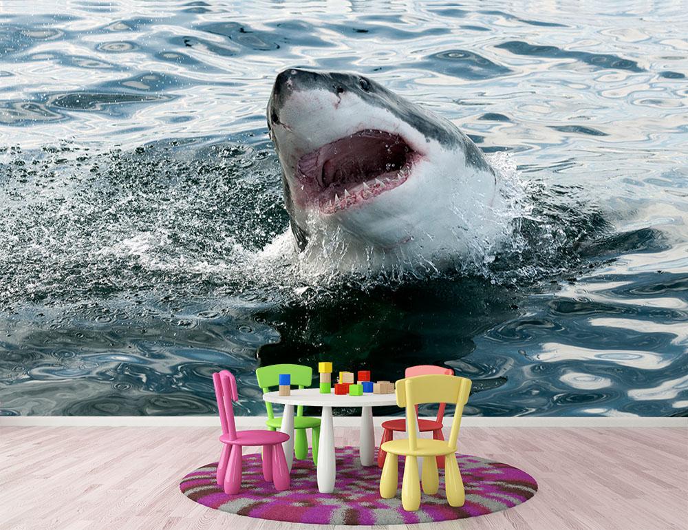 Great white shark Wall Mural Wallpaper - Canvas Art Rocks - 2