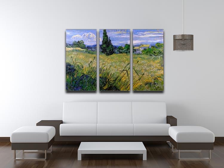 Green Wheat Field with Cypress by Van Gogh 3 Split Panel Canvas Print - Canvas Art Rocks - 4