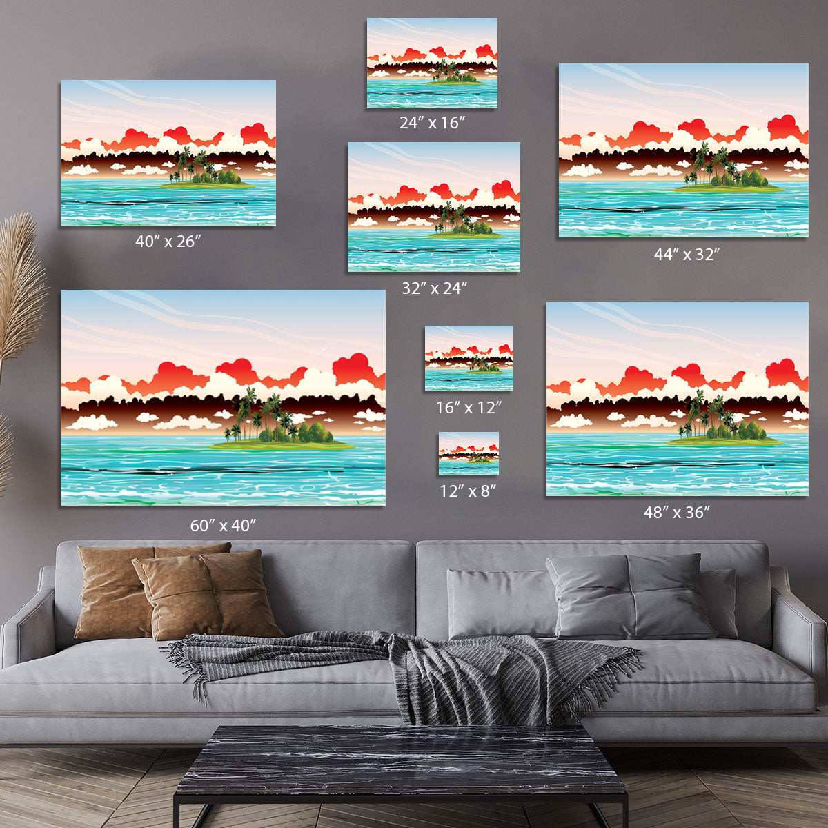 Green island with coconut palms Canvas Print or Poster - Canvas Art Rocks - 7