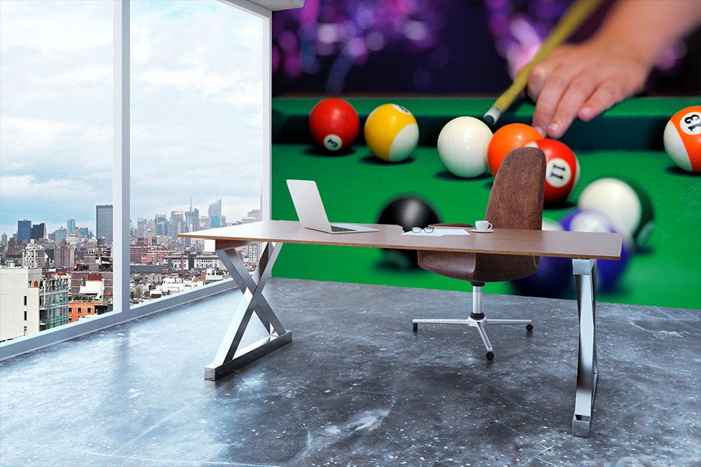 Green pool table Wall Mural Wallpaper - Canvas Art Rocks - 3