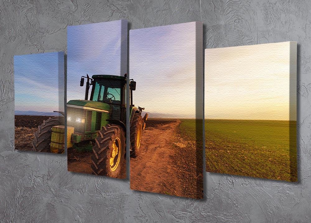 Green tractor 4 Split Panel Canvas - Canvas Art Rocks - 2