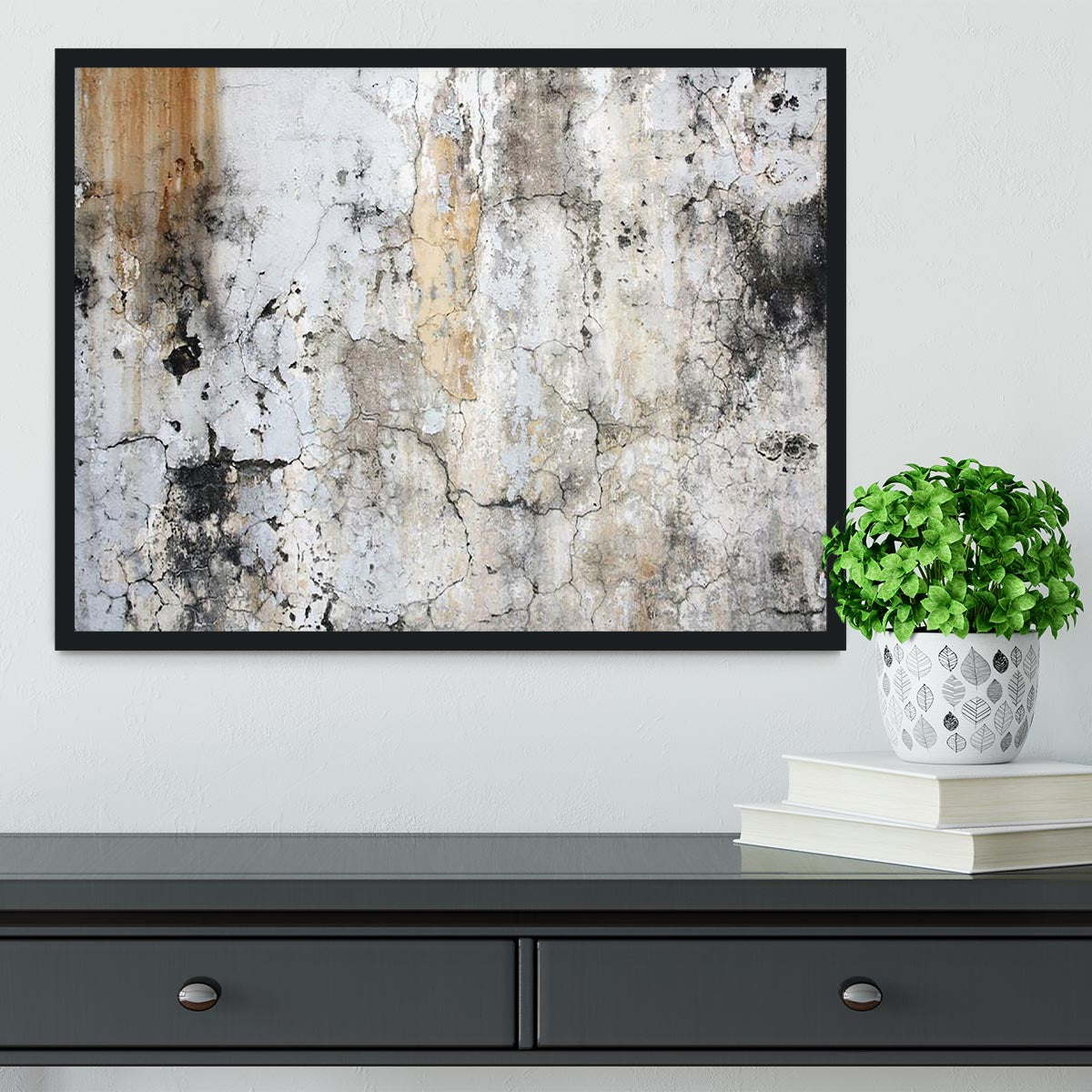 Grunge cracked wall Framed Print - Canvas Art Rocks - 2