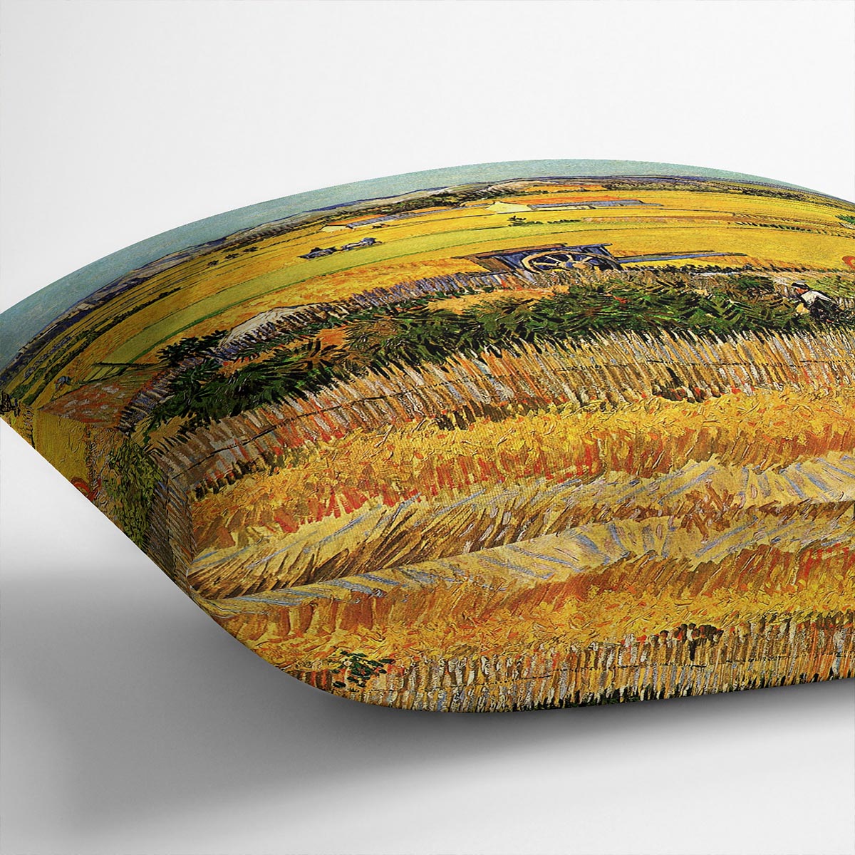 Harvest at La Crau with Montmajour in the Background by Van Gogh Cushion