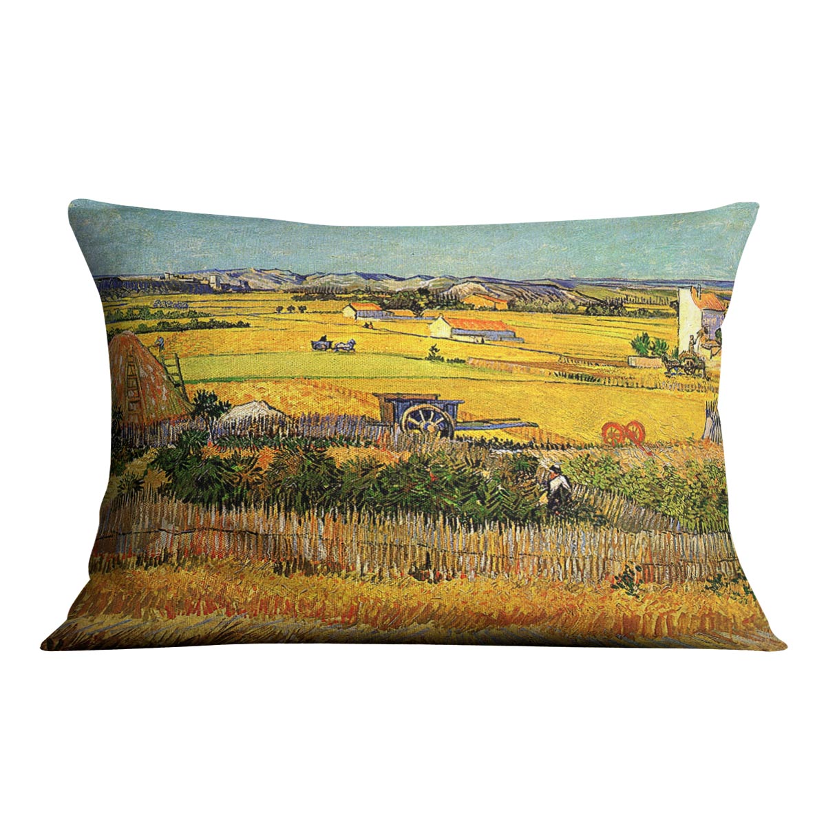 Harvest at La Crau with Montmajour in the Background by Van Gogh Cushion