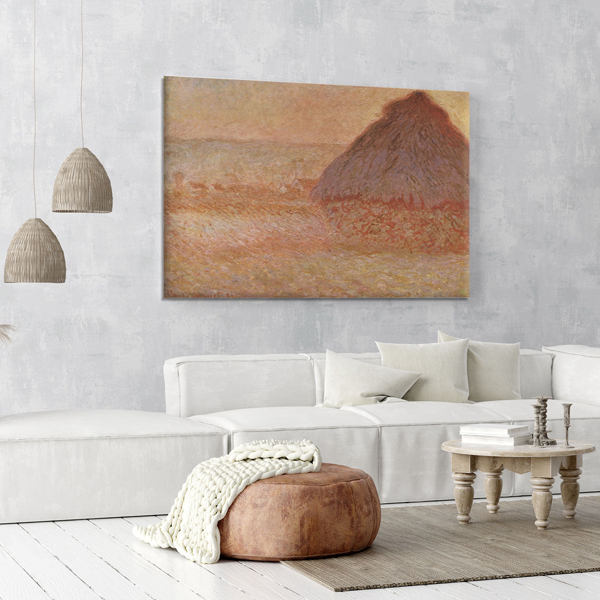 Haystacks at sunset by Monet Canvas Print or Poster - Canvas Art Rocks - 6