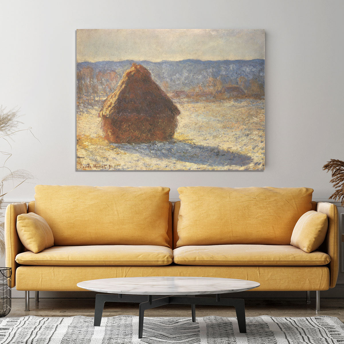 Haystacks snow morning by Monet Canvas Print or Poster - Canvas Art Rocks - 4