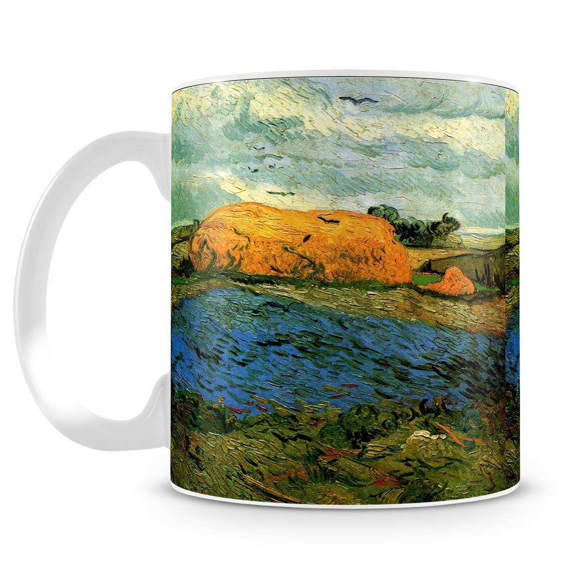 Haystacks under a Rainy Sky by Van Gogh Mug - Canvas Art Rocks - 4