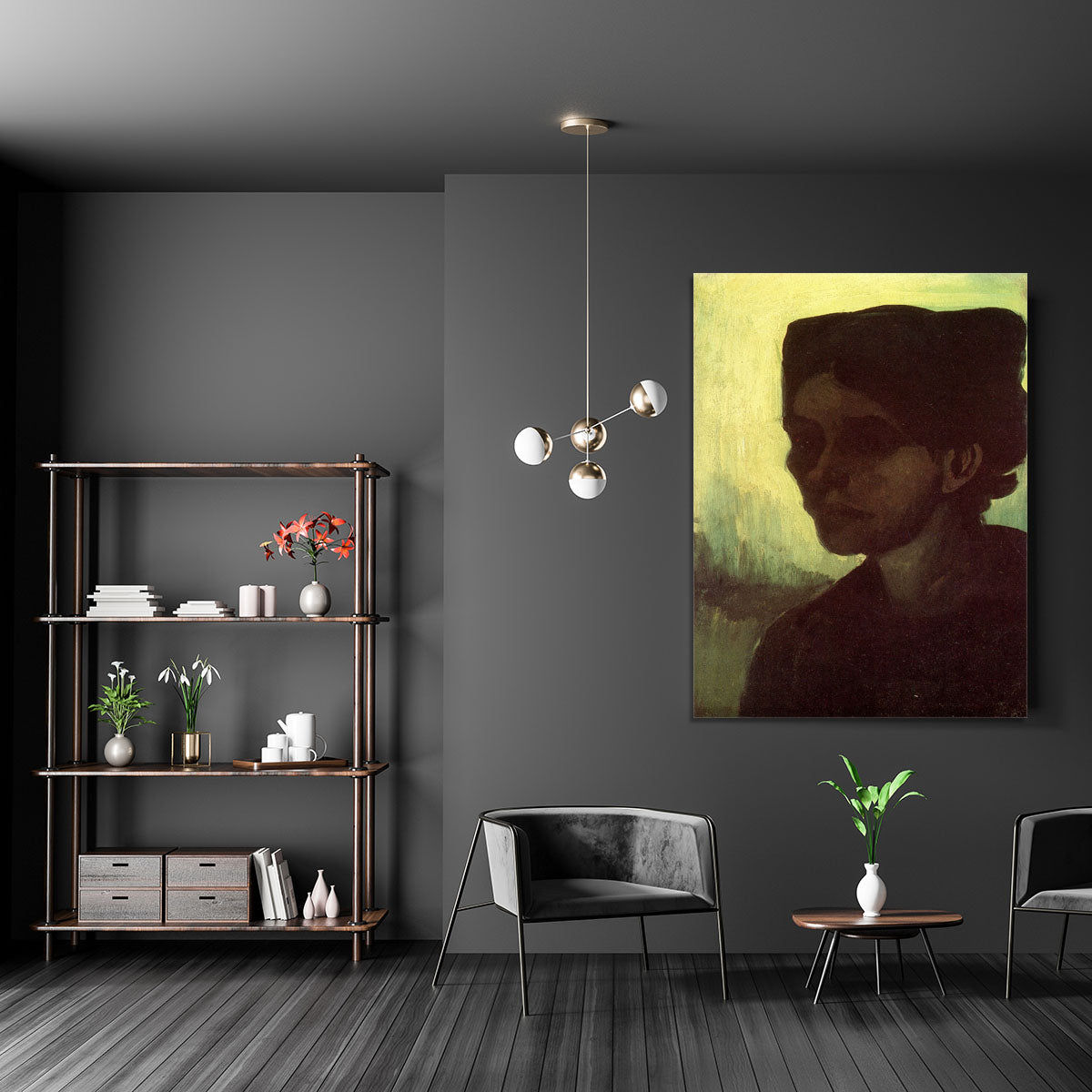 Head of a Young Peasant Woman with Dark Cap by Van Gogh Canvas Print or Poster - Canvas Art Rocks - 5