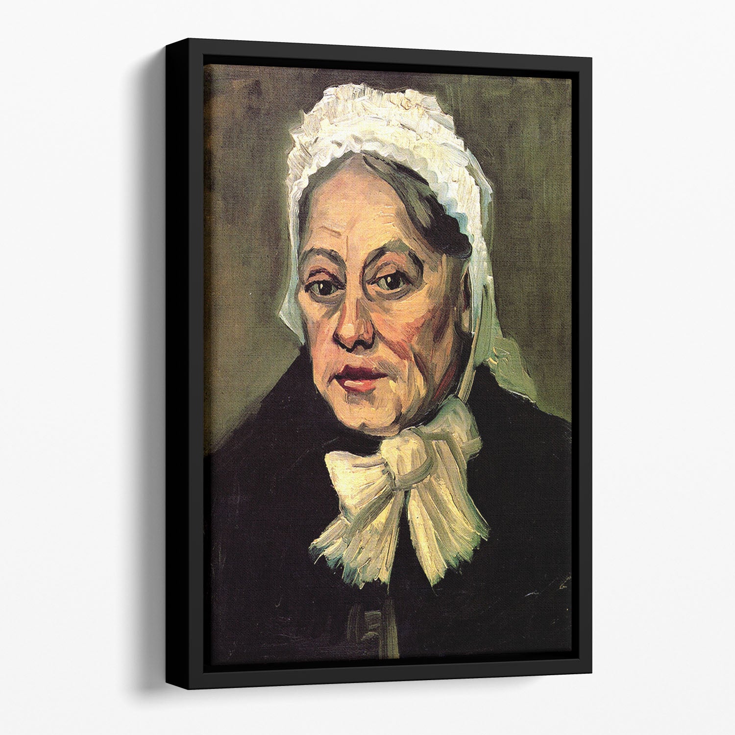 Head of an Old Woman with White Cap The Midwife by Van Gogh Floating Framed Canvas