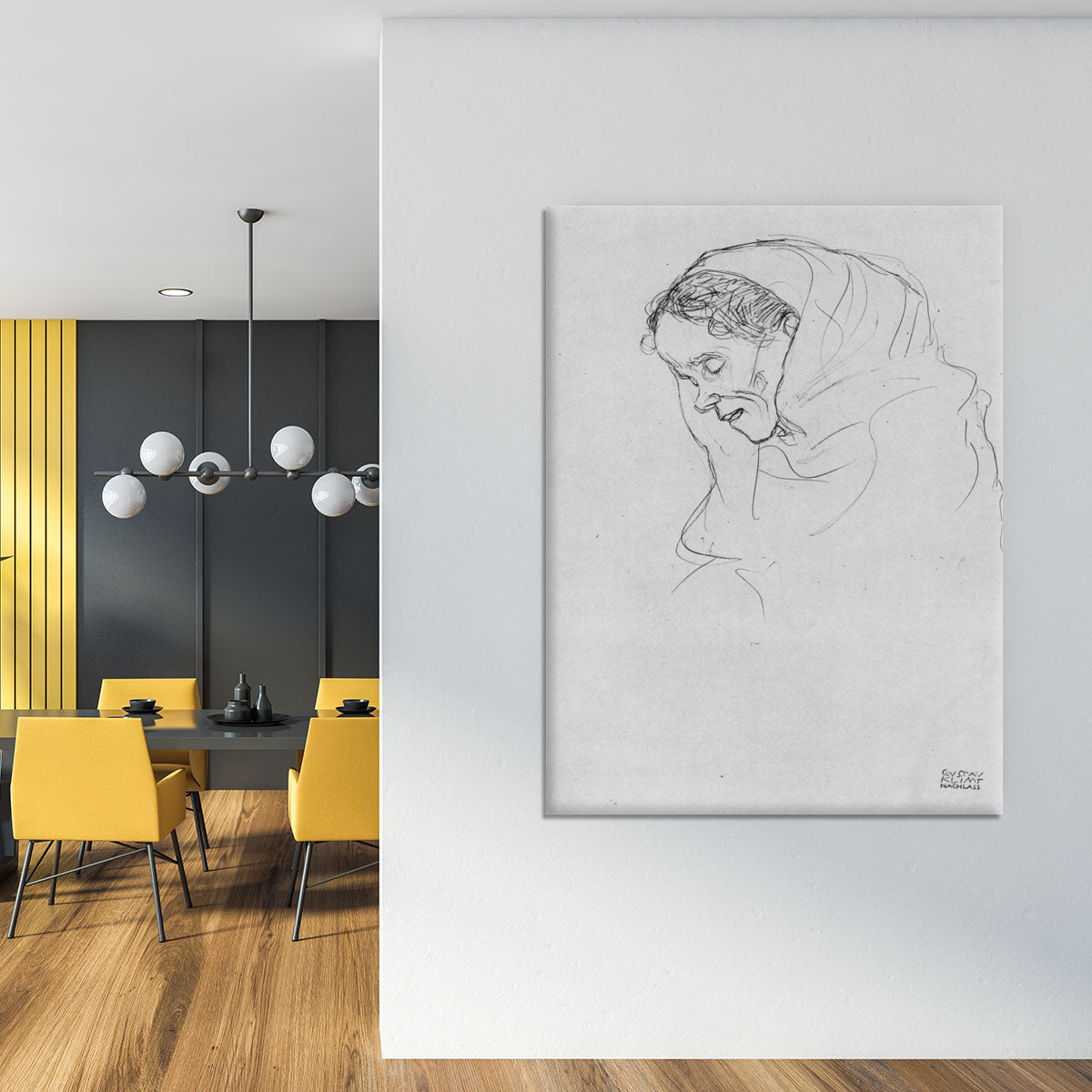 Head of an old woman in profile by Klimt Canvas Print or Poster - Canvas Art Rocks - 4