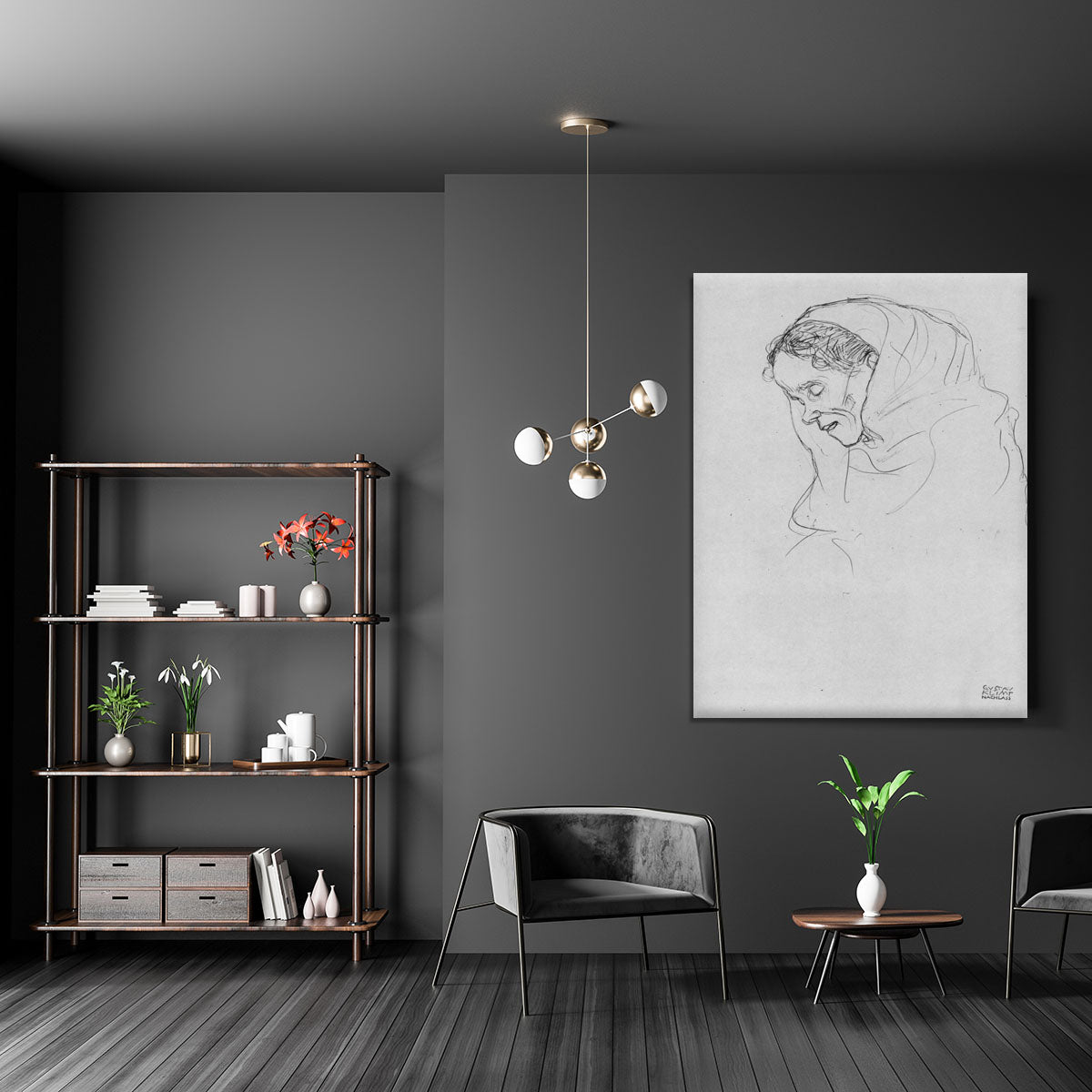 Head of an old woman in profile by Klimt Canvas Print or Poster - Canvas Art Rocks - 5