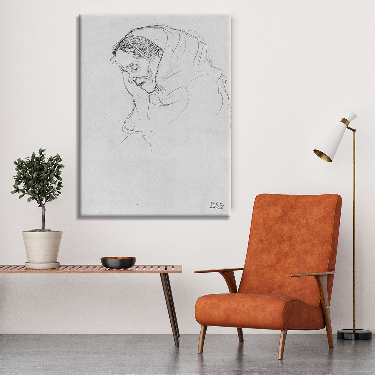 Head of an old woman in profile by Klimt Canvas Print or Poster - Canvas Art Rocks - 6