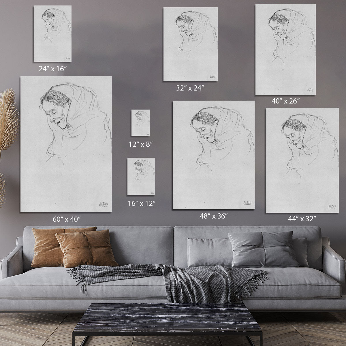 Head of an old woman in profile by Klimt Canvas Print or Poster - Canvas Art Rocks - 7