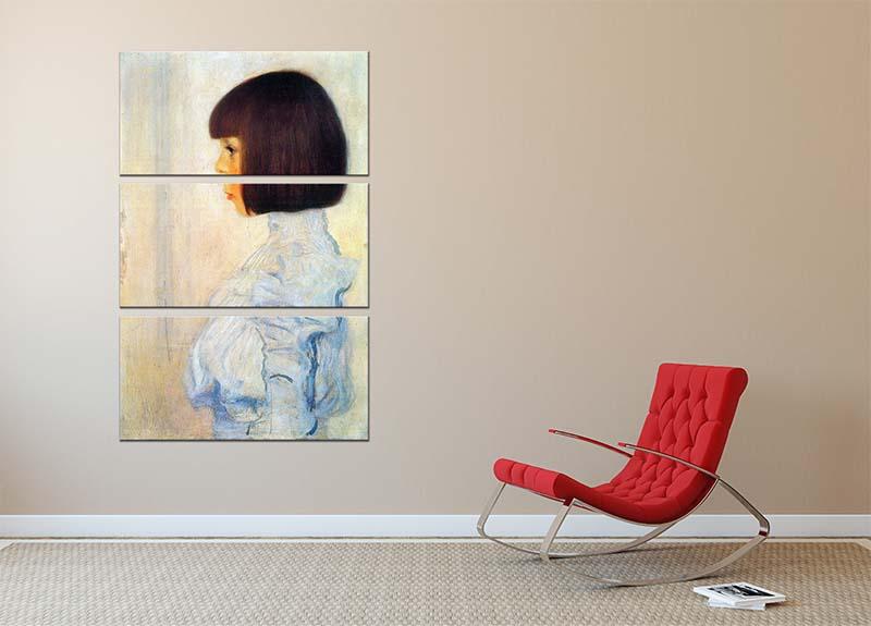 Helene Klimt portrait by Klimt 3 Split Panel Canvas Print - Canvas Art Rocks - 2