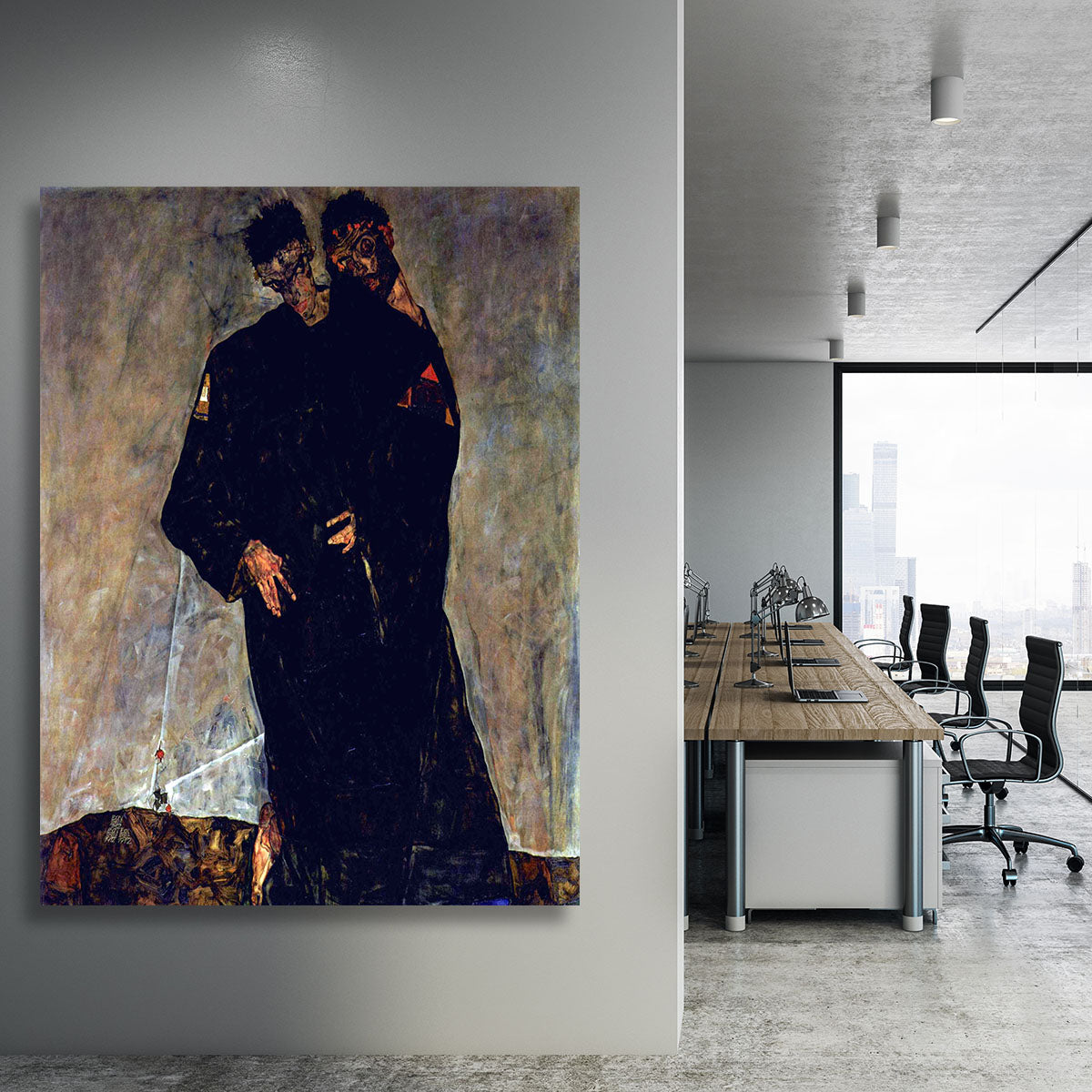 Hermits by Egon Schiele Canvas Print or Poster - Canvas Art Rocks - 3