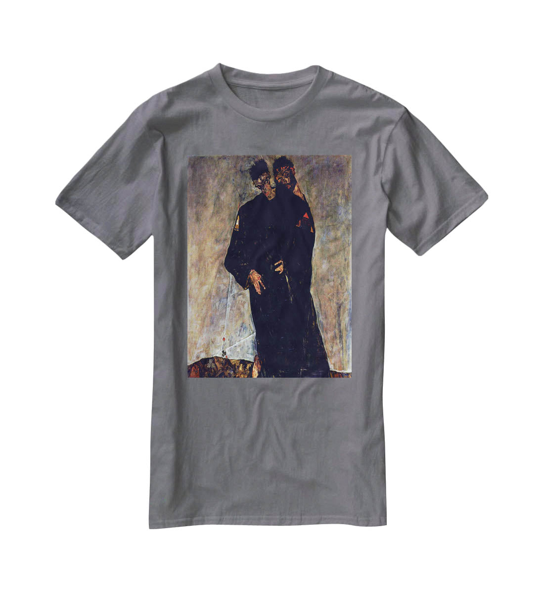 Hermits by Egon Schiele T-Shirt - Canvas Art Rocks - 3
