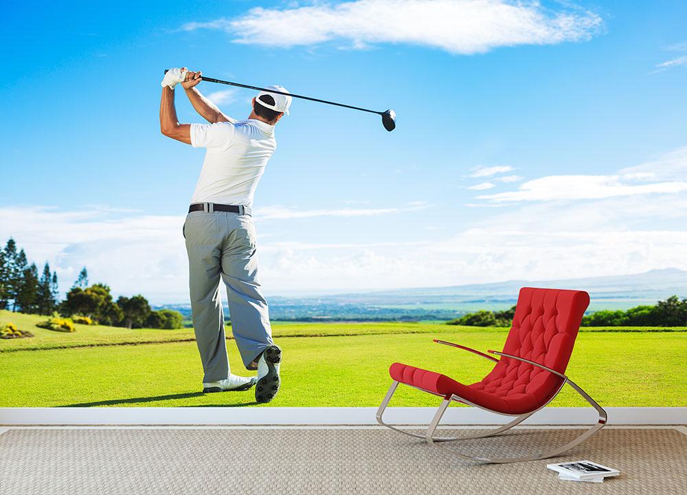 Hitting Golf Ball down the Fairway Wall Mural Wallpaper - Canvas Art Rocks - 2